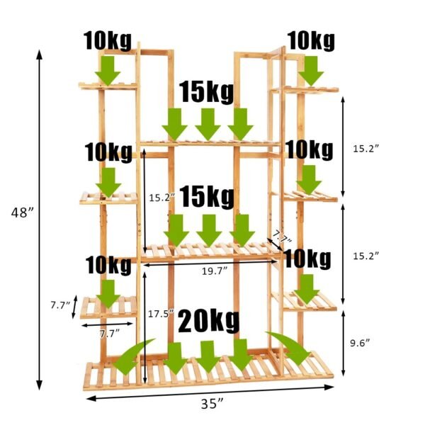 Extra Large Bamboo 9 Tier Plant Stand and Flower Pot Display Rack - Image 5