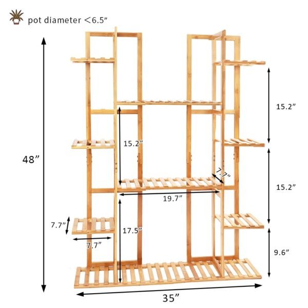 Extra Large Bamboo 9 Tier Plant Stand and Flower Pot Display Rack - Image 6