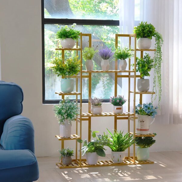 Extra Large Bamboo 9 Tier Plant Stand and Flower Pot Display Rack - Image 2