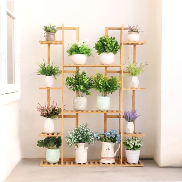 Extra Large Bamboo 9 Tier Plant Stand and Flower Pot Display Rack - Image 4