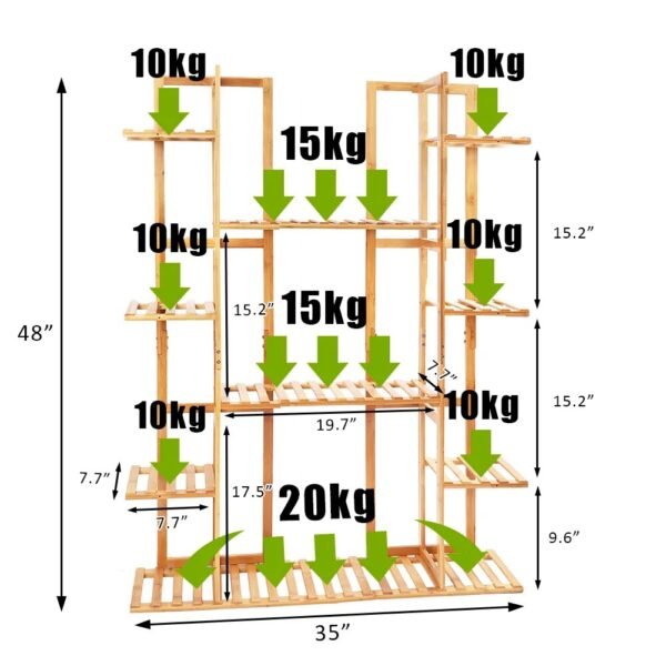 9 Tier Bamboo Flower Pot Display Rack and Plant Stand - Image 6