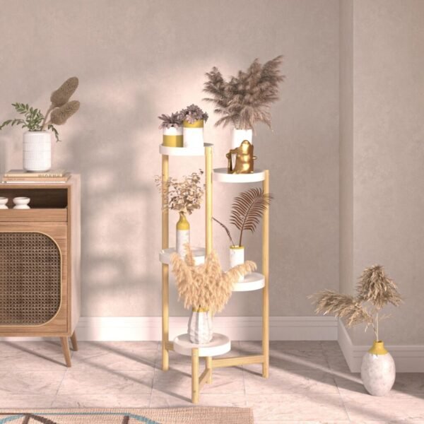 5 Tier Bamboo Corner Plant Stand and Flower Pot Display Rack