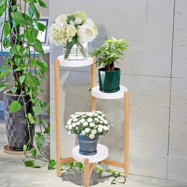 Bamboo 3 Tier Plant Display Stand and Flower Pot Rack - Image 2