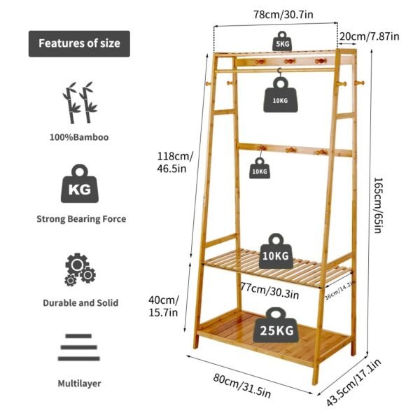 Heavy Duty Bamboo Clothing Rack and Garment Storage Organizer - Image 5