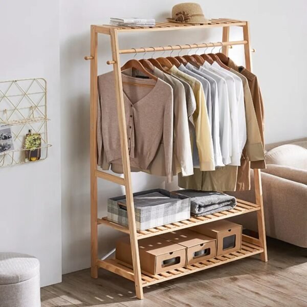 Heavy Duty Bamboo Clothing Rack and Garment Storage Organizer