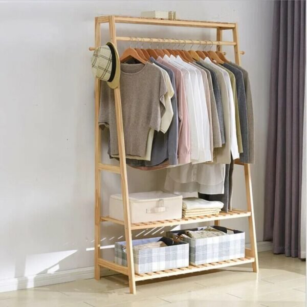 Heavy Duty Bamboo Clothing Rack and Garment Storage Organizer - Image 3