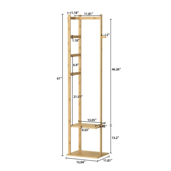 Solid Bamboo Freestanding Coat Rack and Garment Storage - Image 4