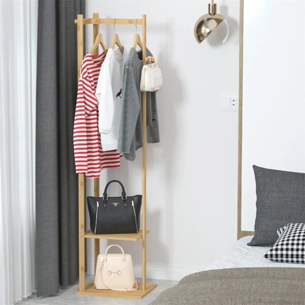 Solid Bamboo Freestanding Coat Rack and Garment Storage - Image 2