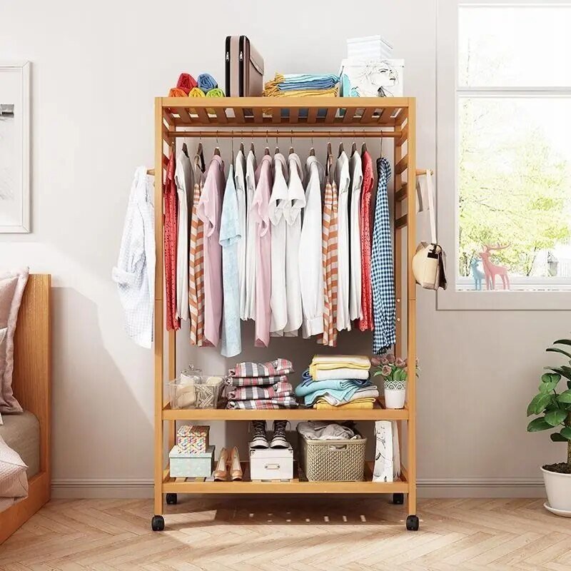 Rolling Clothes Racks Garment Racks Hanging Heavy Duty with Shoe Clothing Storage Organizer Shelves