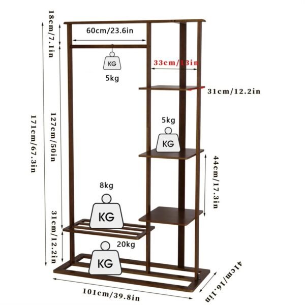 Stylish 3 in 1 Bamboo Clothing Rack and Storage Organizer - Image 5