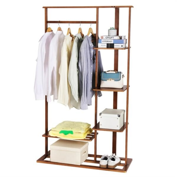 Stylish 3 in 1 Bamboo Clothing Rack and Storage Organizer - Image 4