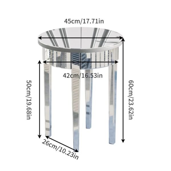 Decorative Silver Accent Mirrored Side Table - Image 5