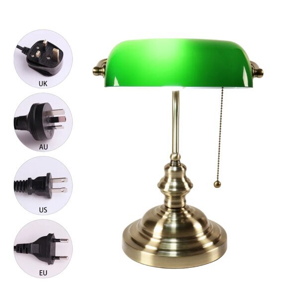 Decorative Retro-Style Banker's Table Lamp - Image 2