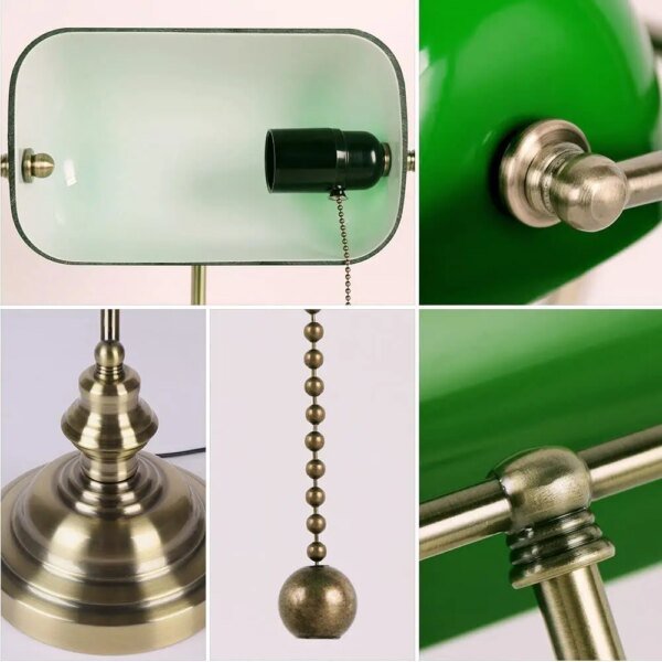 Decorative Retro-Style Banker's Table Lamp - Image 3