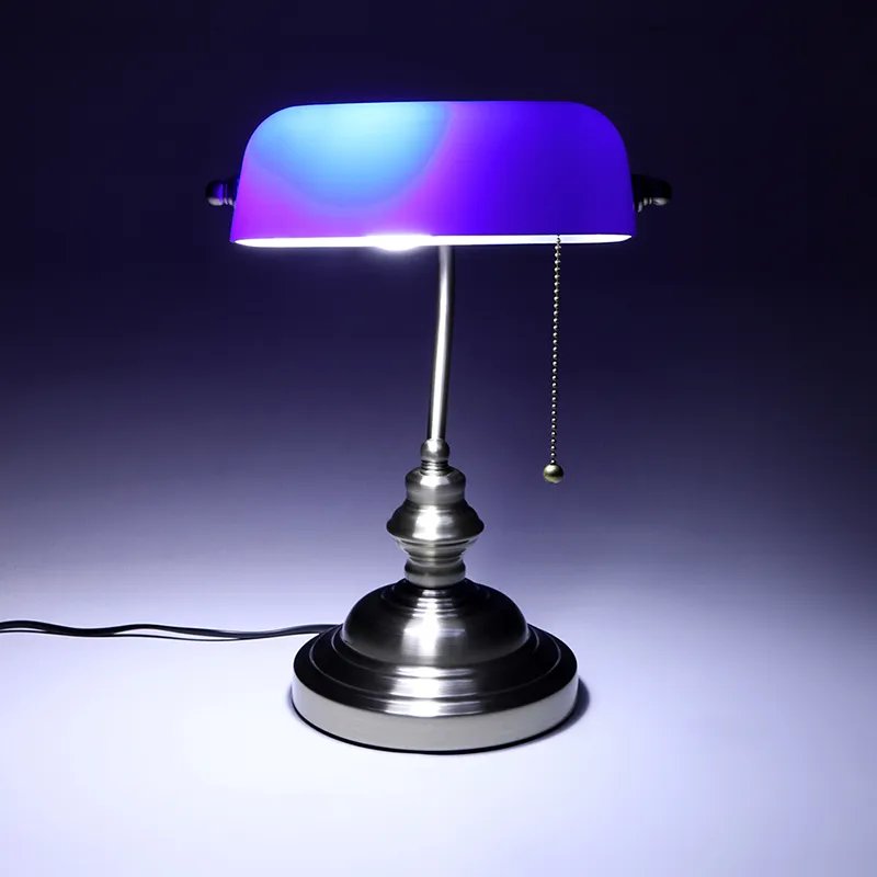 Retro industrial Classical E27 banker table lamp Green glass lampshade cover with switch desk lights for bedroom study reading