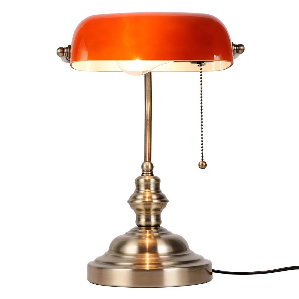 Retro industrial Classical E27 banker table lamp Green glass lampshade cover with switch desk lights for bedroom study reading