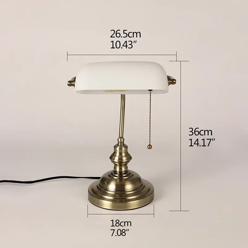 Retro industrial Classical E27 banker table lamp Green glass lampshade cover with switch desk lights for bedroom study reading