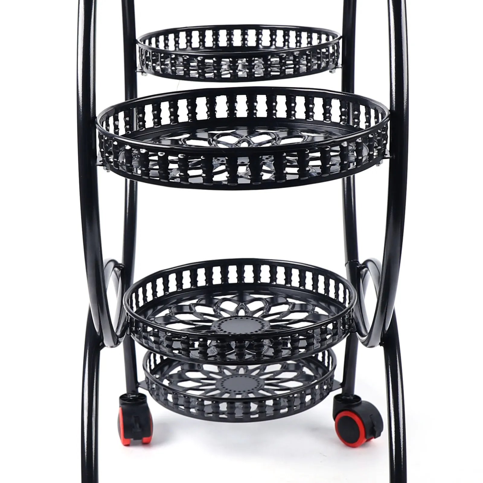 Metal Plant Stands 6 Pots Plants Flower Stand for Patio Garden Living Room Corner Balcony and Bedroom (Black/ White)