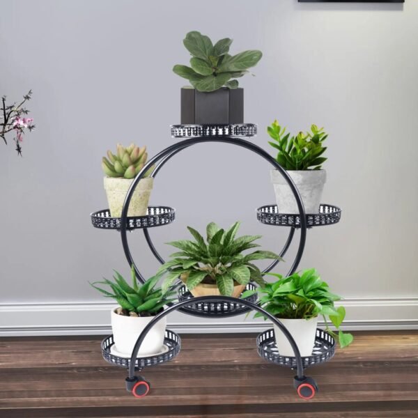 Mobile 6 Shelf Metal Plant and Flower Pot Stands for Patios, Gardens, Living Rooms and Balconies - Image 3