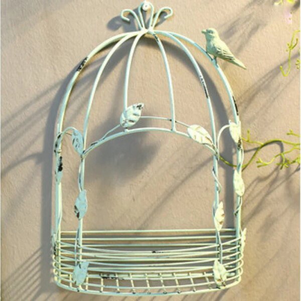 Vintage Wall Hanging Metal Bird Cage style Flower Pot Display - Image 3