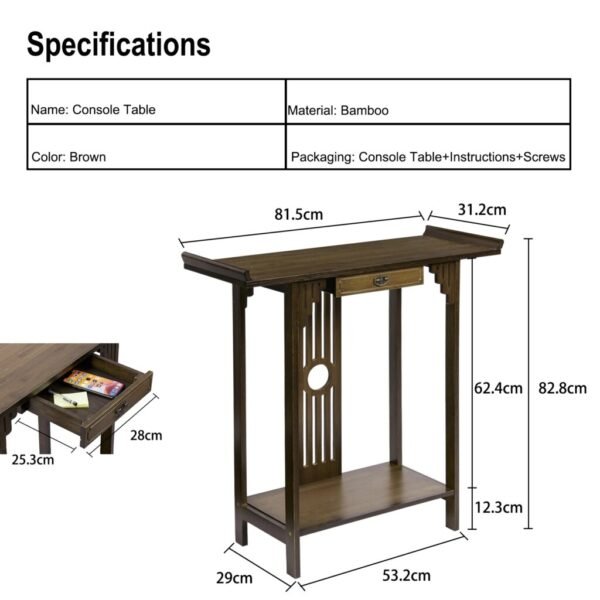 32" Rustic Console and Entryway Accent Table - Image 5