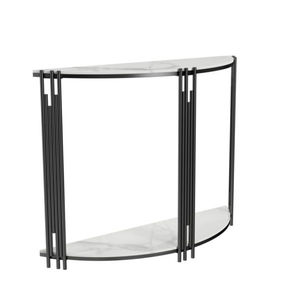 Half Moon Tiered Real Marble Console and Entryway Table - Image 4