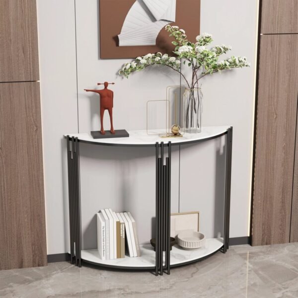 Half Moon Tiered Real Marble Console and Entryway Table - Image 2