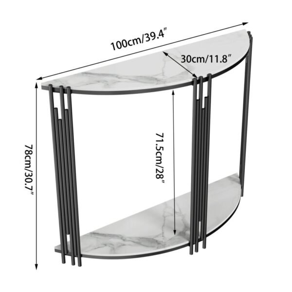 Half Moon Tiered Real Marble Console and Entryway Table - Image 6