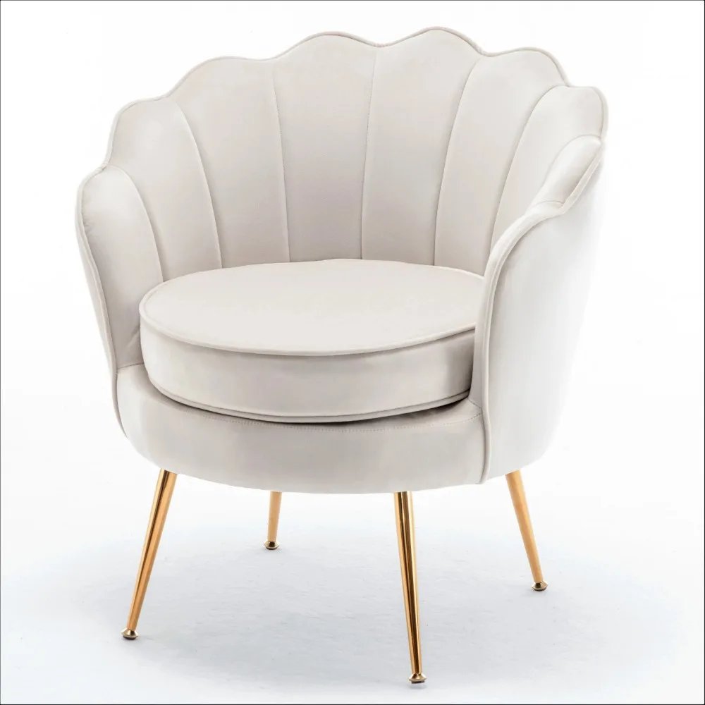 Wide Velvet Barrel Chair With Gold Metal Legs Living Room Chairs Lounge Furniture Romantic Home