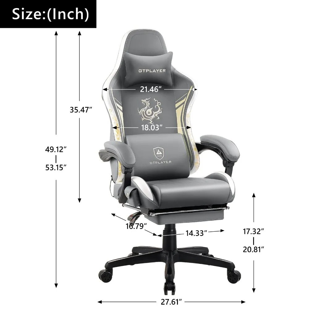 2024 New Gaming Chair with Bluetooth Speakers and Footrest