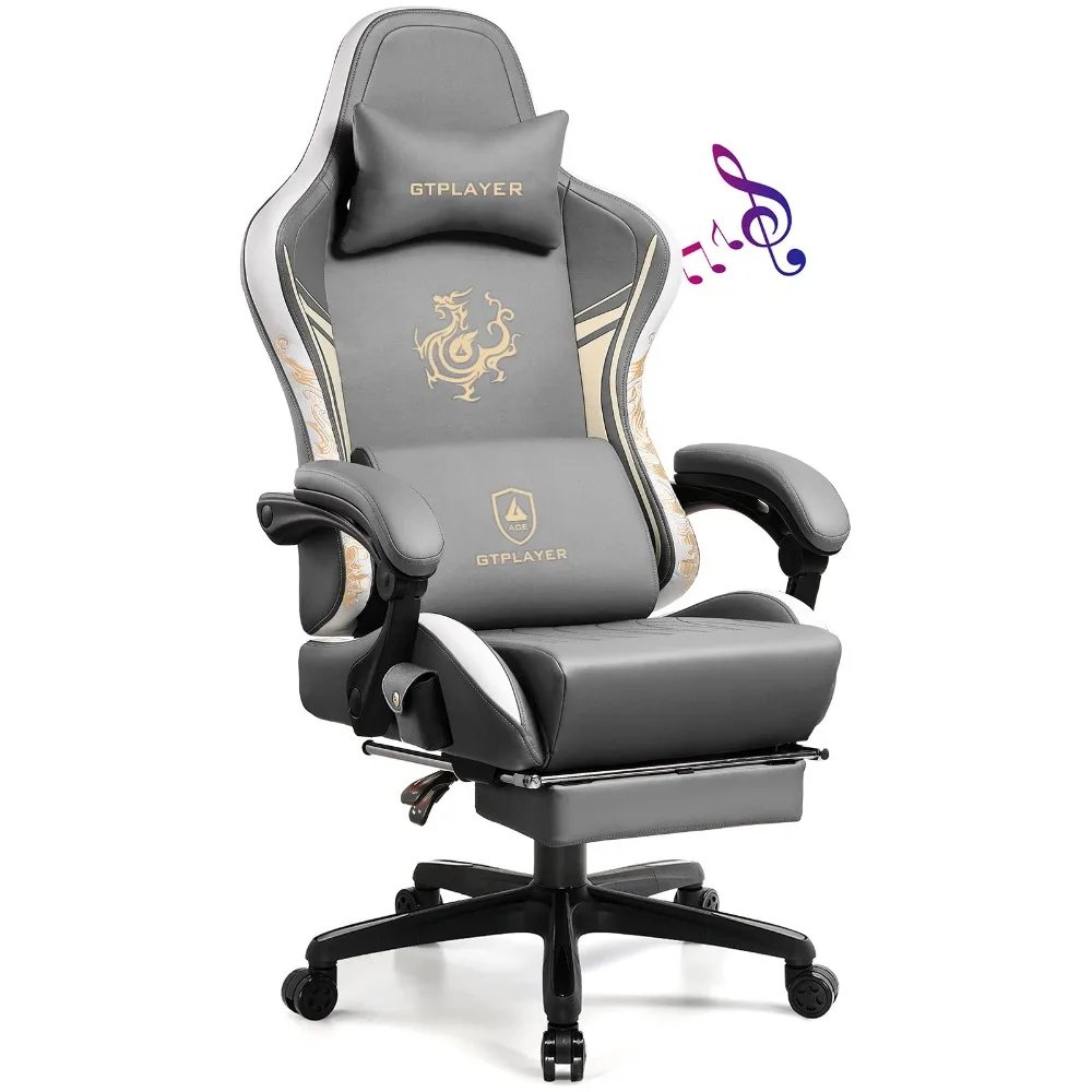 2024 New Gaming Chair with Bluetooth Speakers and Footrest