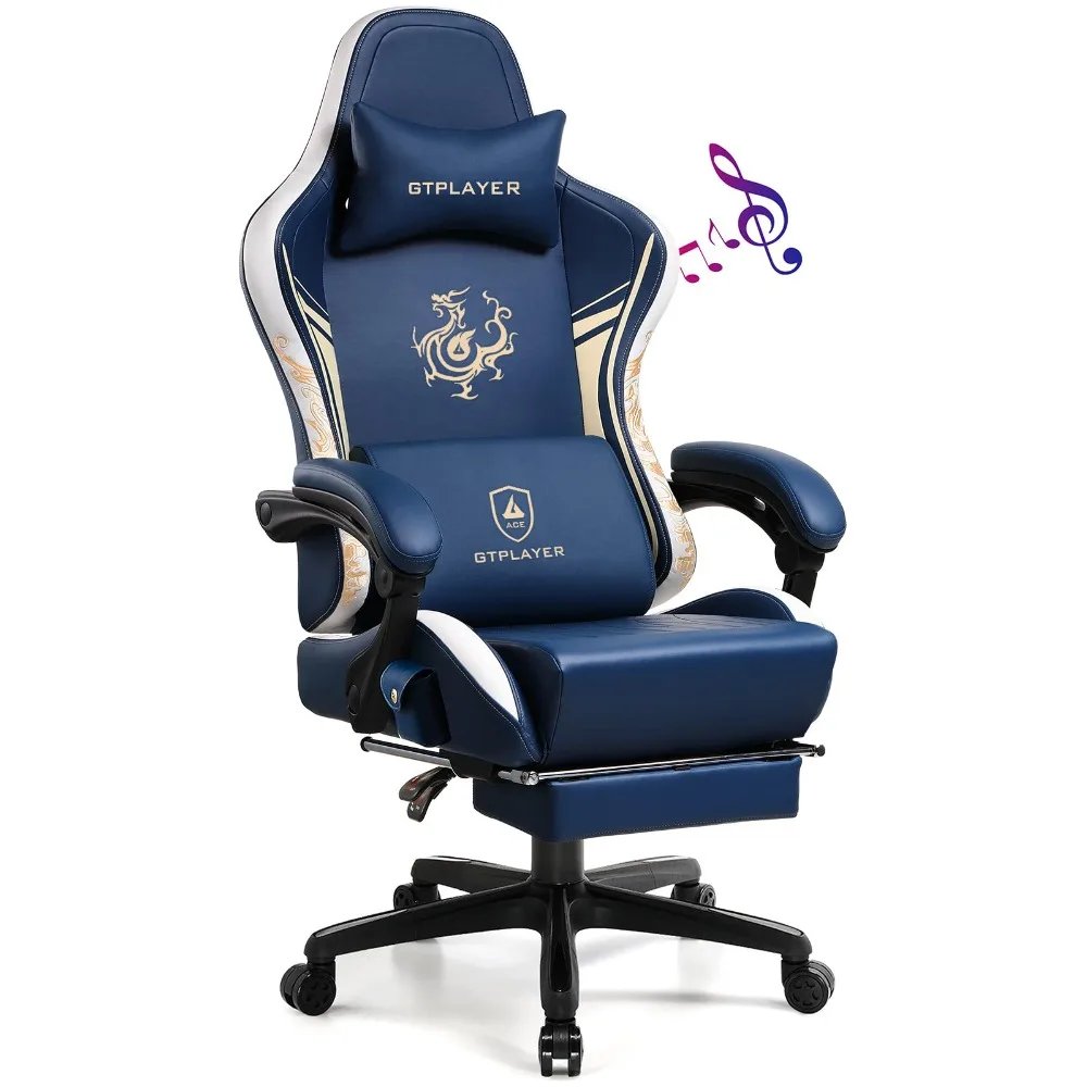 2024 New Gaming Chair with Bluetooth Speakers and Footrest