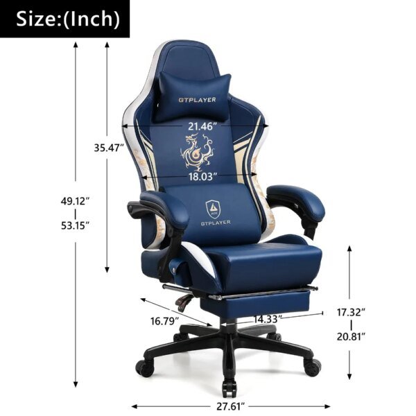 Stylish High Back Office and Gaming Chair with Bluetooth Speakers and Footrest - Image 6