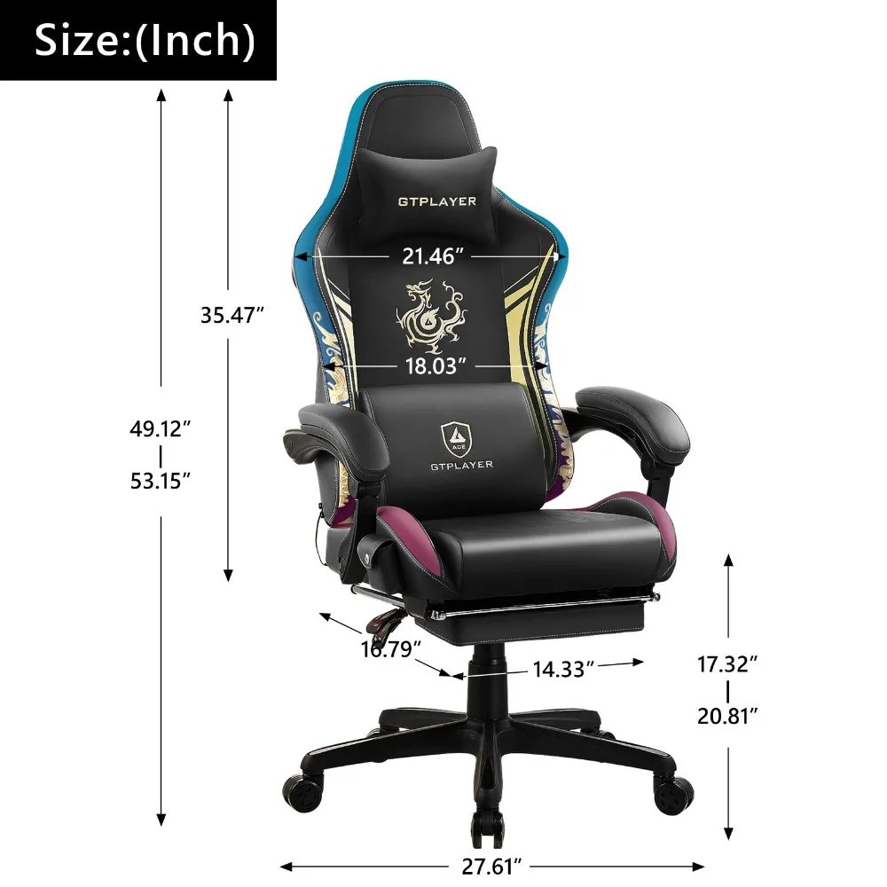 2024 New Gaming Chair with Bluetooth Speakers and Footrest