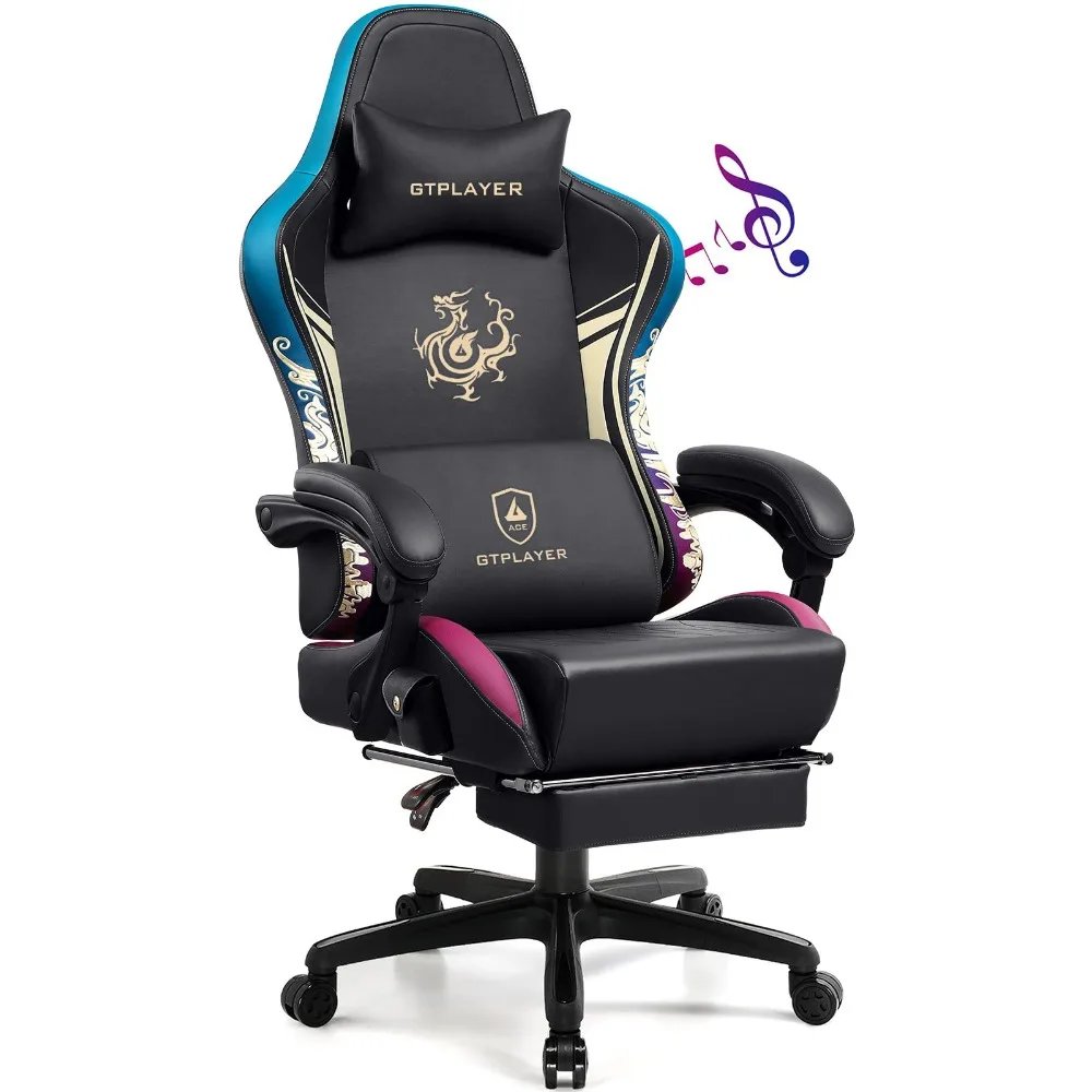 2024 New Gaming Chair with Bluetooth Speakers and Footrest