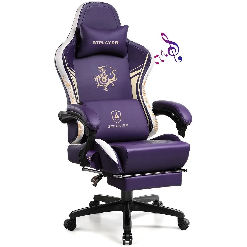 2024 New Gaming Chair with Bluetooth Speakers and Footrest