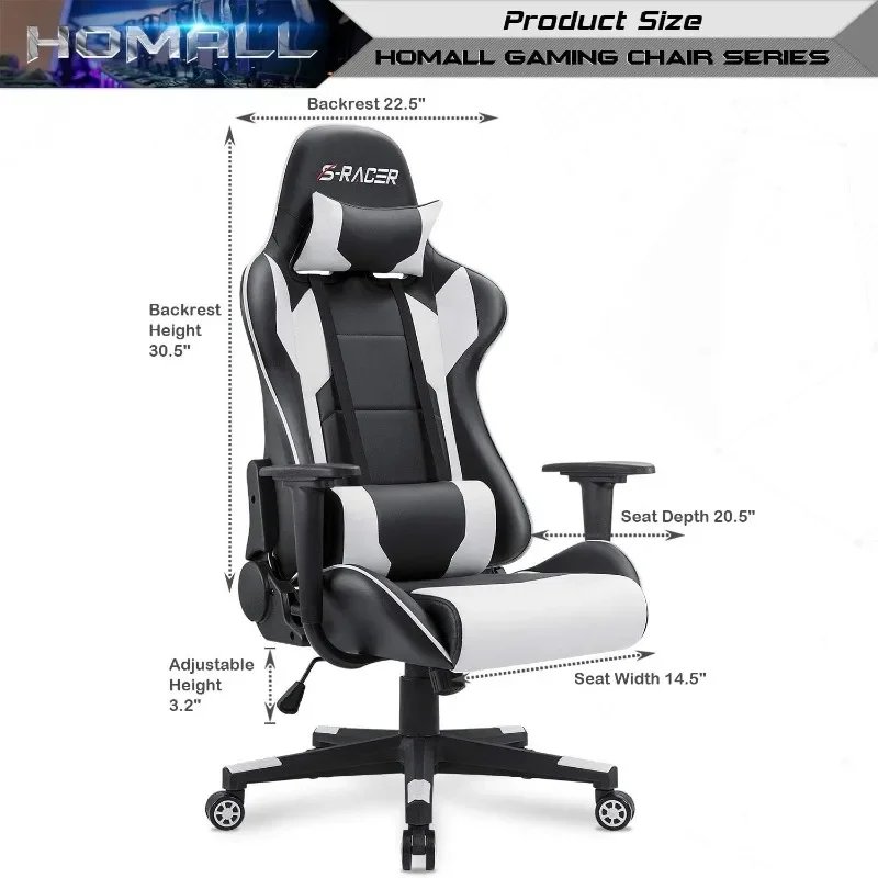 Ergonomic High Back Leather Gaming and Office Chair with Adjustable Swivel