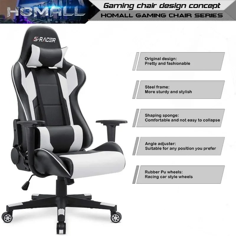 Ergonomic High Back Leather Gaming and Office Chair with Adjustable Swivel