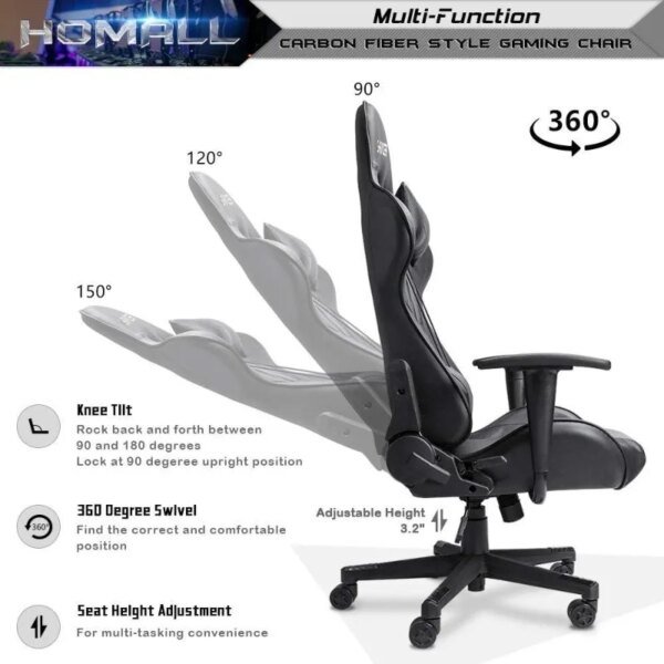 Ergonomic High Back Leather Gaming and Office Chair with Adjustable Swivel - Image 4