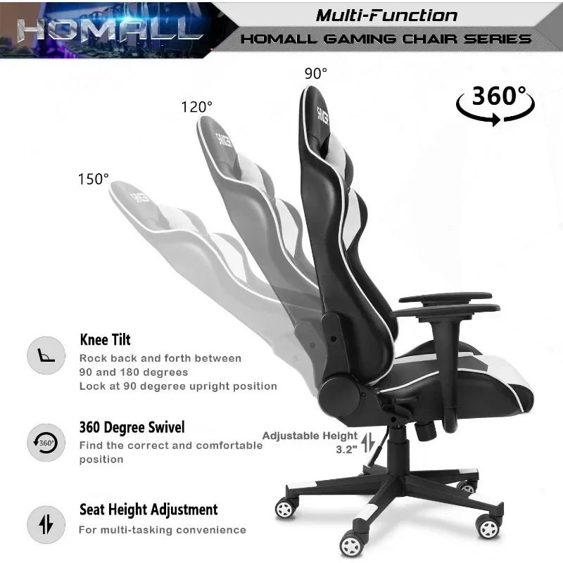 Ergonomic High Back Leather Gaming and Office Chair with Adjustable Swivel