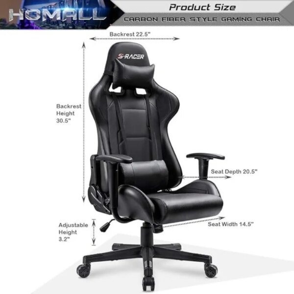 Ergonomic High Back Leather Gaming and Office Chair with Adjustable Swivel - Image 6