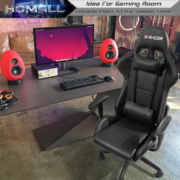 Ergonomic High Back Leather Gaming and Office Chair with Adjustable Swivel - Image 3