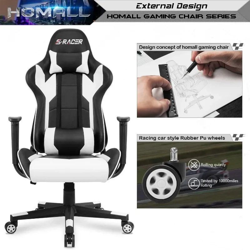 Ergonomic High Back Leather Gaming and Office Chair with Adjustable Swivel