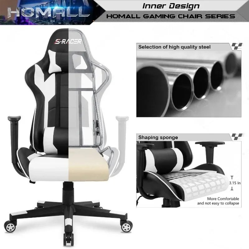 Ergonomic High Back Leather Gaming and Office Chair with Adjustable Swivel