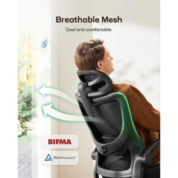 High Mesh Back Ergonomic Office Chair with Lumbar Support and Adjustable Swivel - Image 4