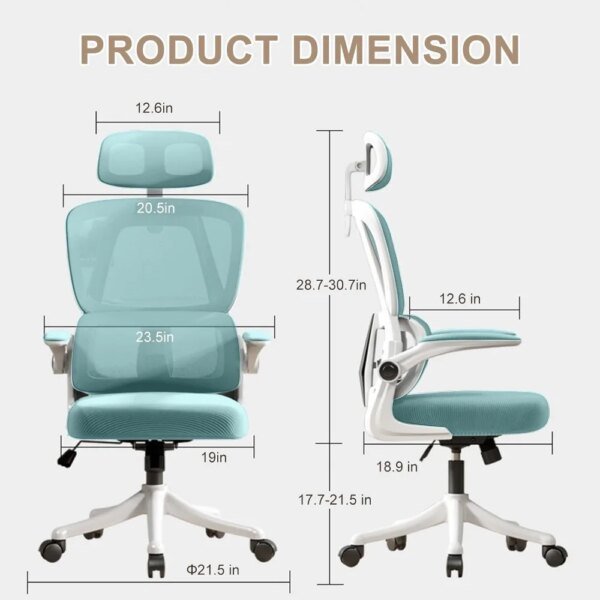 High Back Ergonomic Office Chair With Headrest, Lumbar Support and Adjustable Swivel - Image 2