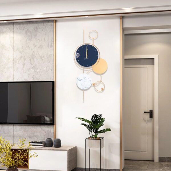 Metal Chic Non-Ticking Decorative Wall Clock with Gold Accents - Image 3