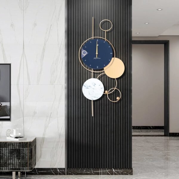 Metal Chic Non-Ticking Decorative Wall Clock with Gold Accents - Image 2