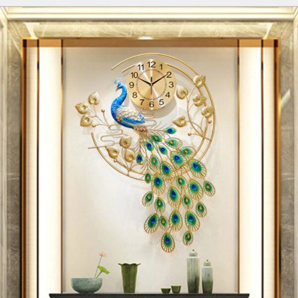 36.6 "H Large Decorative Silent Metal Wall Clock - Image 2